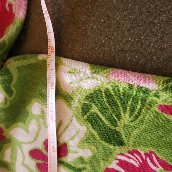 Talbots Floral Green and Pink Floral Long Slv Unique Buttons Sz MP Cardigan - Picture 8 of 10